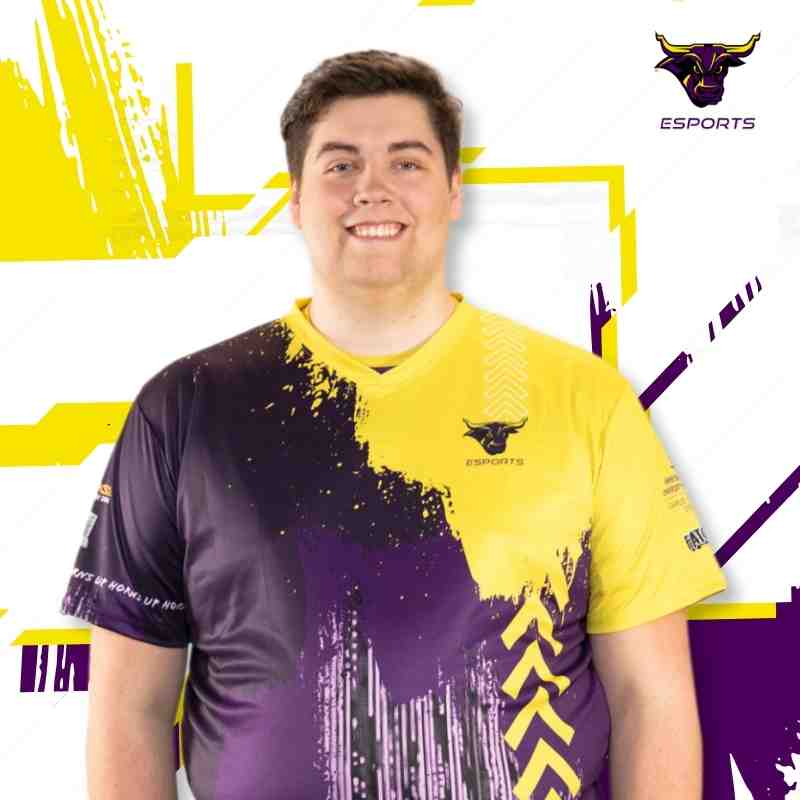 Alex wearing gold and purple jersey