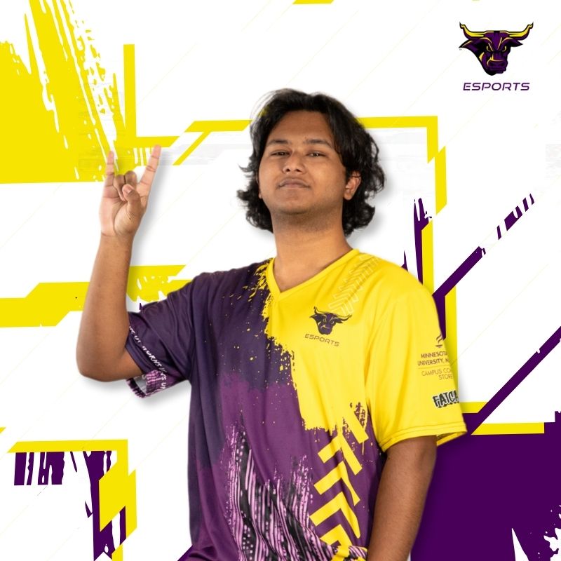 Rizwan Likhon wearing yellow and purple varsity jersey
