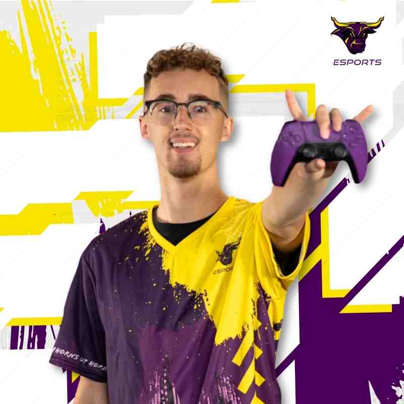 Bladezy wearing gold and purple jersey