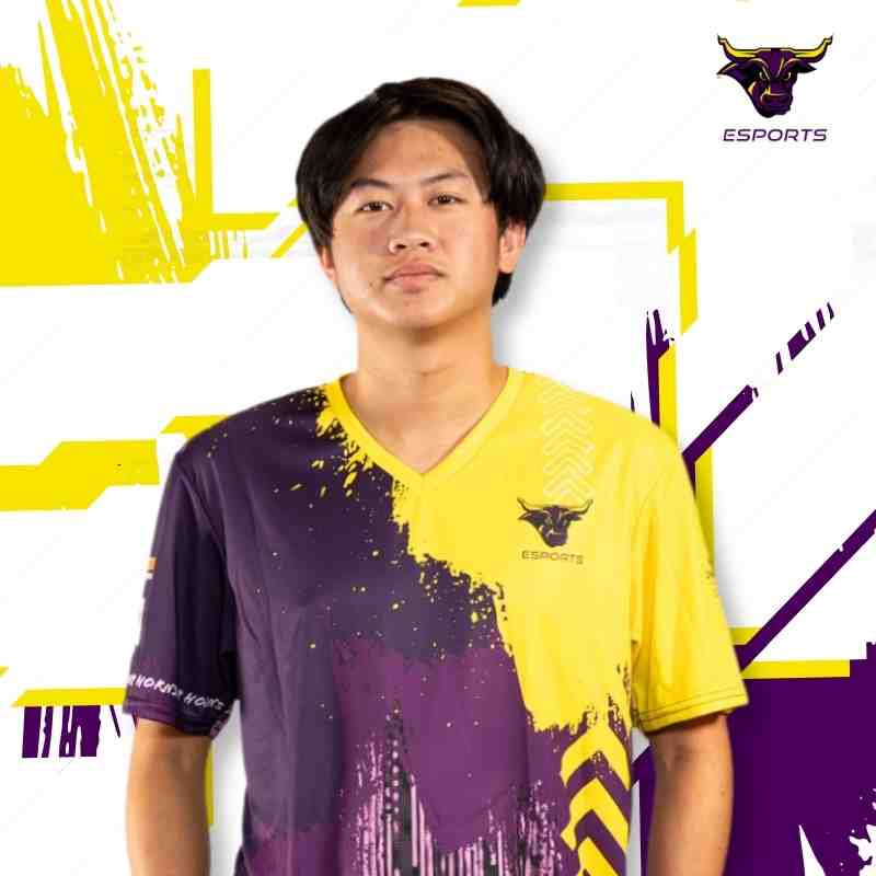 Brian wearing gold and purple jersey.