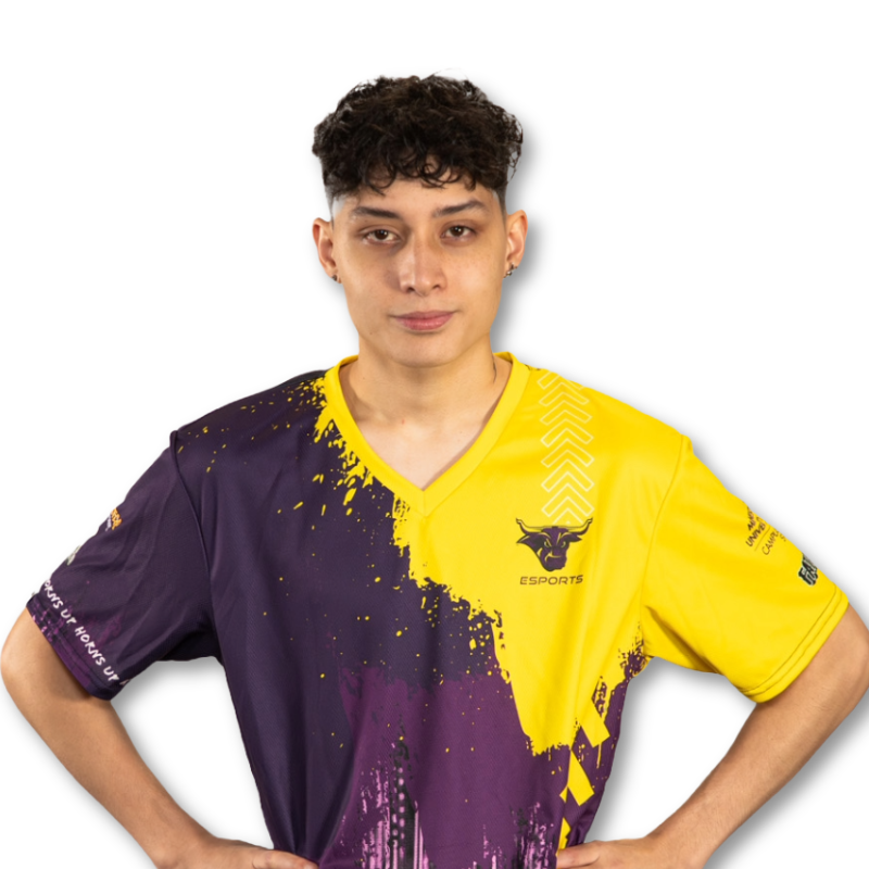 Student wearing Gold and Purple jersey