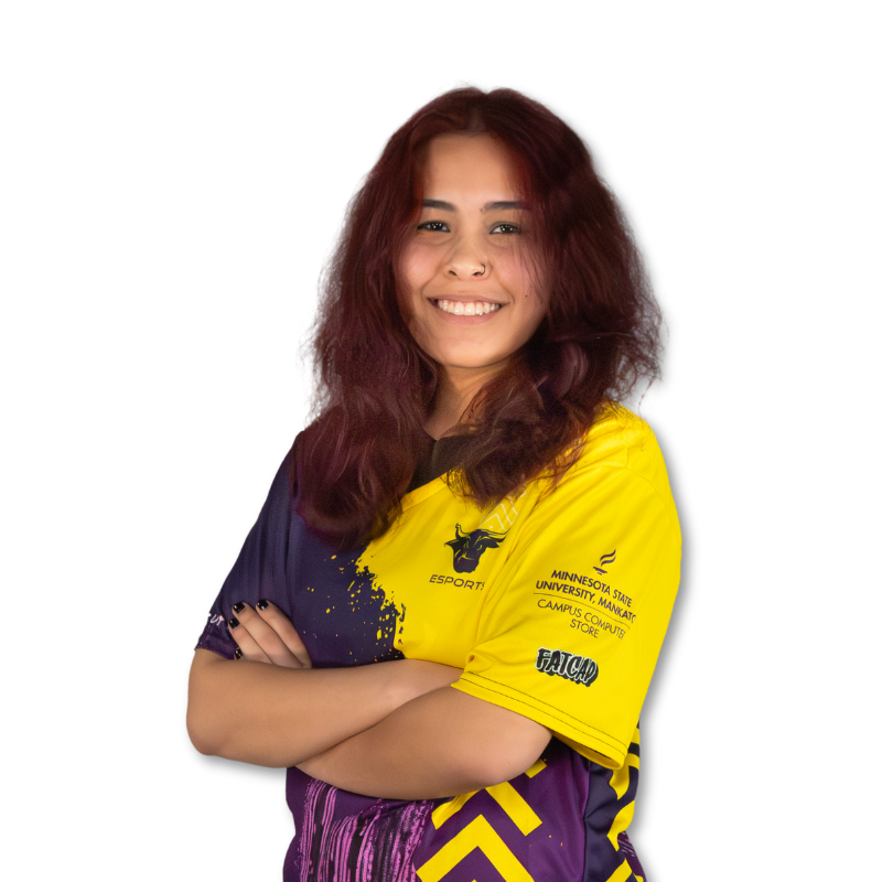 Student wearing Gold and Purple jersey