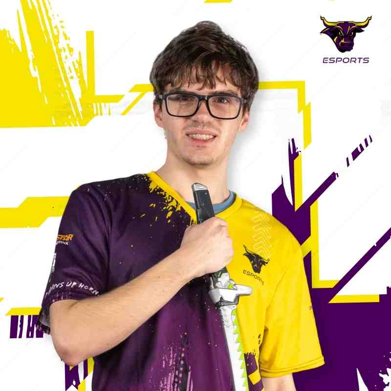 Isaac holding sword wearing gold and purple jersey